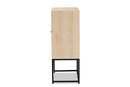 Agni Light Brown and Black Metal 2-Door Storage Cabinet Baxton