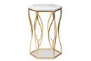 Sussie Gold Metal End Table w/Marble Tabletop Baxton