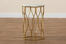 Sussie Gold Metal End Table w/Marble Tabletop Baxton