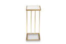 Lombok Gold Finished Metal C Shaped End Table w/Marble Tabletop Baxton