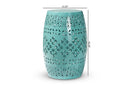Layton Teal Finished Metal Outdoor Side Table Baxton