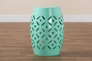 Evelyn Aqua Finished Metal Outdoor Side Table Baxton