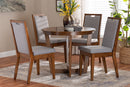 Ainge Modern Gray and Walnut Brown Wood 5-Piece Dining Set Baxton