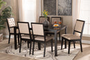 Cyntia Sand Fabric Upholstered and Dark Brown 7-Piece Dining Set Baxton