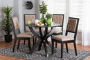 Amato Modern Sand Fabric and Dark Brown 5-Piece Dining Set Baxton
