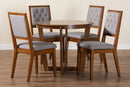 Kabira Modern Gray and Walnut Brown Wood 5-Piece Dining Set Baxton