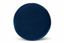 Raya Navy Blue Velvet Fabric Upholstered and Gold Finished Metal Ottoman Baxton