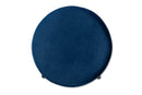 Bisset Navy Blue Velvet Fabric Upholstered and Gold Finished Metal Ottoman Baxton