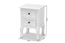 Bergen White 2-Drawer End Table Baxton