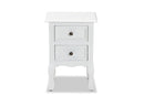Bergen White 2-Drawer End Table Baxton