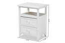 Kallima White 2-Drawer End Table Baxton