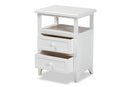Kallima White 2-Drawer End Table Baxton