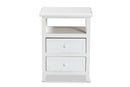 Kallima White 2-Drawer End Table Baxton