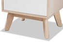 Toulan Two-Tone White and Light Brown 3-Drawer End Table Baxton
