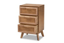 Brooke Walnut Brown 3-Drawer End Table w/Rattan Baxton