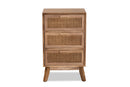 Brooke Walnut Brown 3-Drawer End Table w/Rattan Baxton