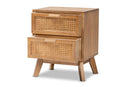 Brooke Walnut Brown 2-Drawer End Table w/Rattan Baxton