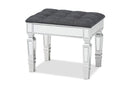 Oren Gray Fabric Upholstered and Silver Ottoman Baxton