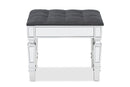 Oren Gray Fabric Upholstered and Silver Ottoman Baxton