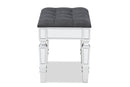 Oren Gray Fabric Upholstered and Silver Ottoman Baxton