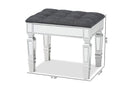 Oren Gray Fabric Upholstered and Silver Ottoman Baxton