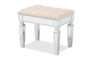 Oren Beige Fabric Upholstered and Silver Ottoman Baxton