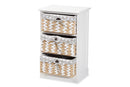 Nami White 3-Basket Storage Unit Baxton