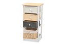 Sherwin Multi-Colored Wood 3-Drawer Storage Unit w/Basket Baxton