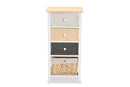 Sherwin Multi-Colored Wood 3-Drawer Storage Unit w/Basket Baxton