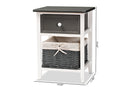 Cosette Two-Tone Dark Gray and White 1-Drawer Storage Unit w/Basket Baxton