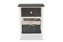Cosette Two-Tone Dark Gray and White 1-Drawer Storage Unit w/Basket Baxton