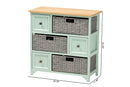 Pacino Two-Tone Oak Brown and Mint Green 3-Drawer Storage Unit Baxton