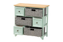 Pacino Two-Tone Oak Brown and Mint Green 3-Drawer Storage Unit Baxton