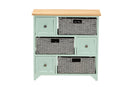 Pacino Two-Tone Oak Brown and Mint Green 3-Drawer Storage Unit Baxton