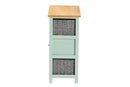 Pacino Two-Tone Oak Brown and Mint Green 3-Drawer Storage Unit Baxton