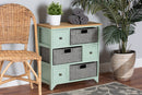 Pacino Two-Tone Oak Brown and Mint Green 3-Drawer Storage Unit Baxton