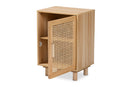 Ailith Rattan and Natural Brown 1-Door End Table Baxton