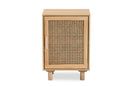 Ailith Rattan and Natural Brown 1-Door End Table Baxton