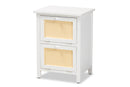 Marlena White and Rattan 2-Door End Table Baxton