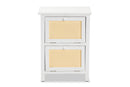 Marlena White and Rattan 2-Door End Table Baxton