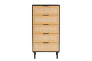 Jaeger Espresso Brown Wood and Rattan 5-Drawer Storage Cabinet Baxton