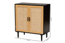 Jaeger Espresso Brown Wood and Rattan 2-Door Storage Cabinet Baxton