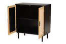 Jaeger Espresso Brown Wood and Rattan 2-Door Storage Cabinet Baxton