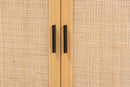 Jaeger Espresso Brown Wood and Rattan 2-Door Storage Cabinet Baxton