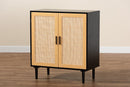 Jaeger Espresso Brown Wood and Rattan 2-Door Storage Cabinet Baxton
