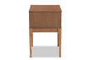 Nikita Ash Walnut and Rattan 1-Drawer Nightstand Baxton