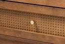 Nikita Ash Walnut and Rattan 6-Drawer Dresser Baxton