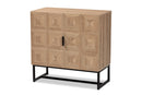 Tricia Natural Brown and Black Metal 2-Door Storage Cabinet Baxton