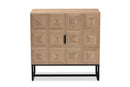 Tricia Natural Brown and Black Metal 2-Door Storage Cabinet Baxton