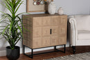 Tricia Natural Brown and Black Metal 2-Door Storage Cabinet Baxton